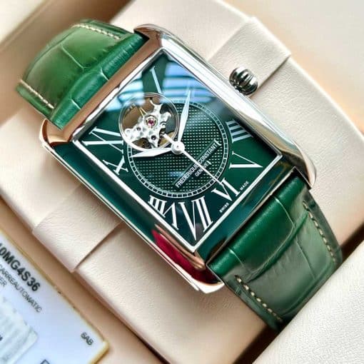 Hình ảnh thực Frederique Constant Chính Hãng ??-????????? Vuông Xanh Lá Hở Tim
